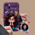 Cartoon Geek Girl iPhone Case with Charm