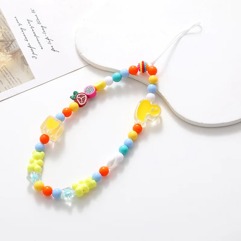 Cheerful Curvy Edge Beads Phone Charm