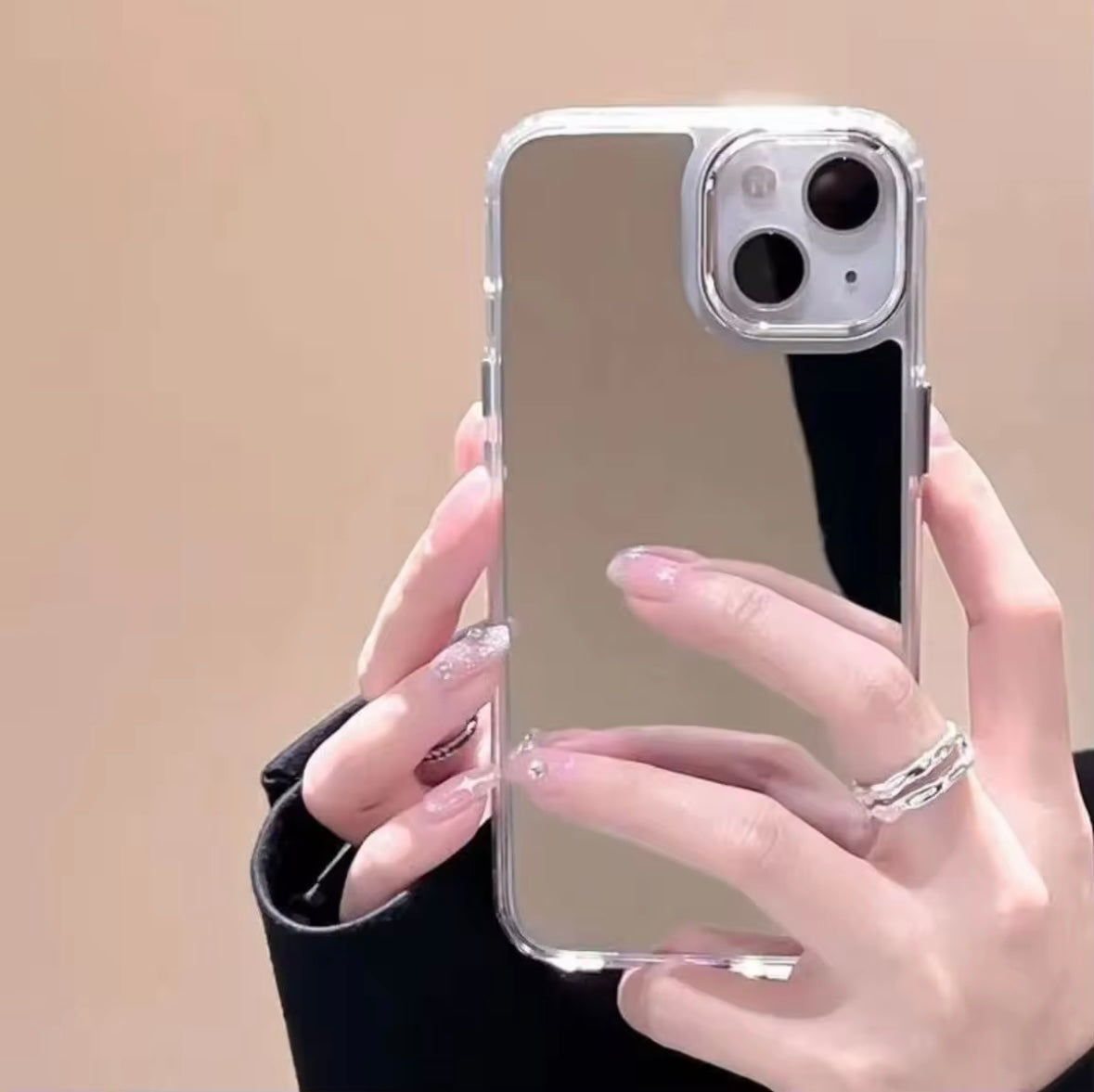 Mirror-Back Clear Luxury iPhone Case – Slim & Stylish