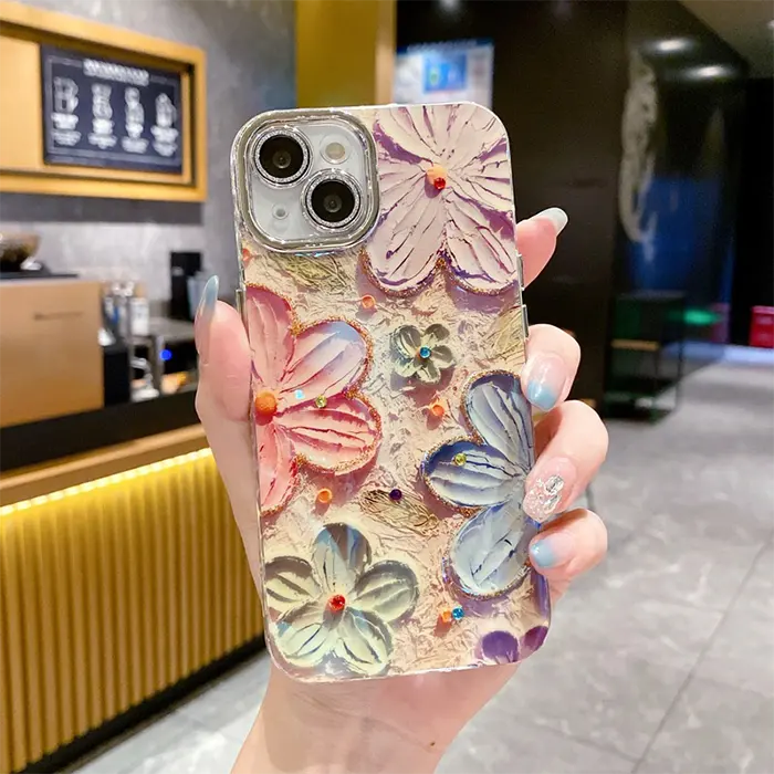 Cute Oil Painting Flower iPhone Mobile Case
