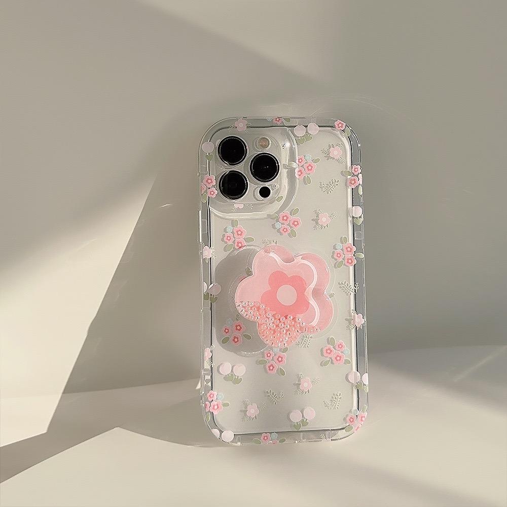Summer Floral iPhone Case – Soft Matte Pastel Aesthetic Cover with QuickSand Holder