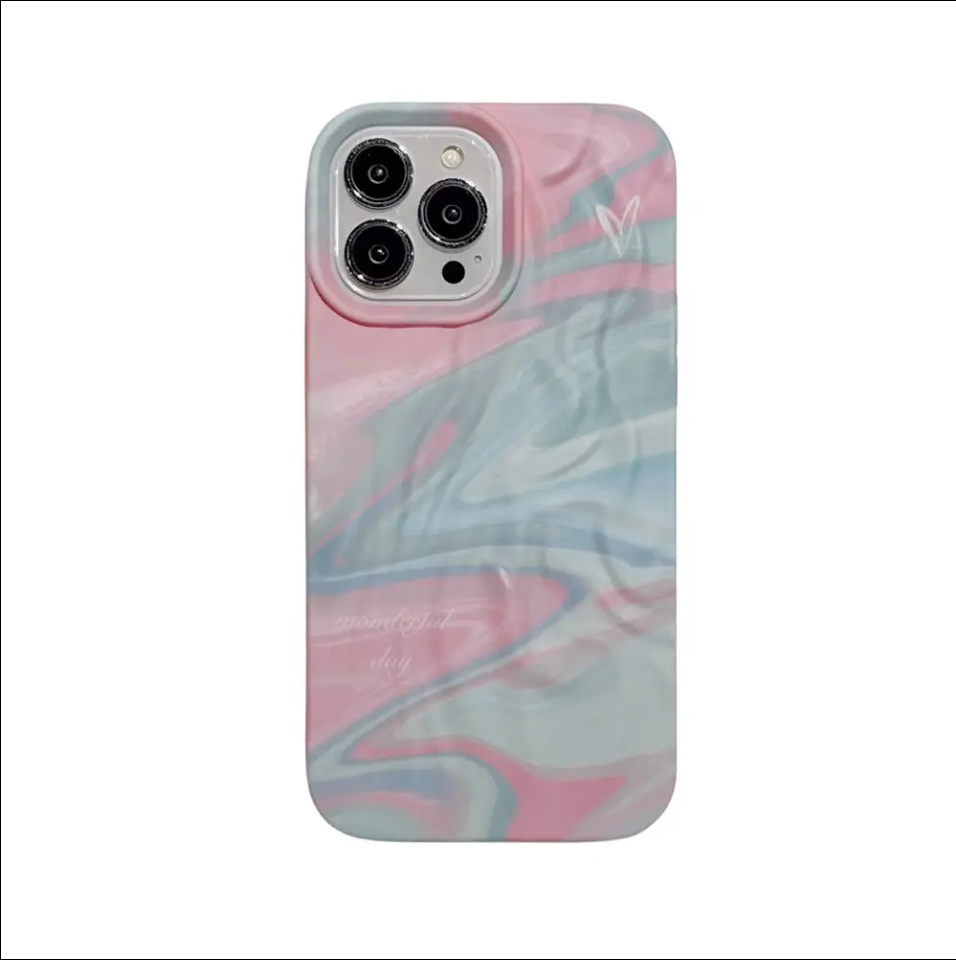 Blue & Pink Wavy Silicon Case for iPhone