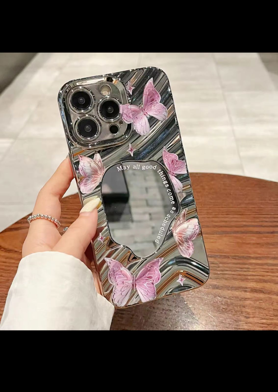 Mirror Butterfly iPhone Case – Reflective Glam & Shock Protection