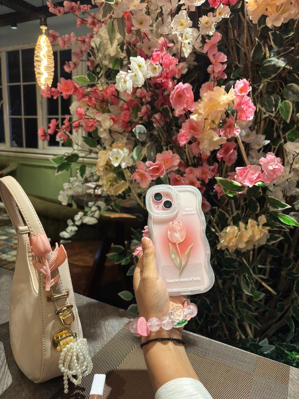 Premium Dual Stand with Charm Tulip iPhone Case