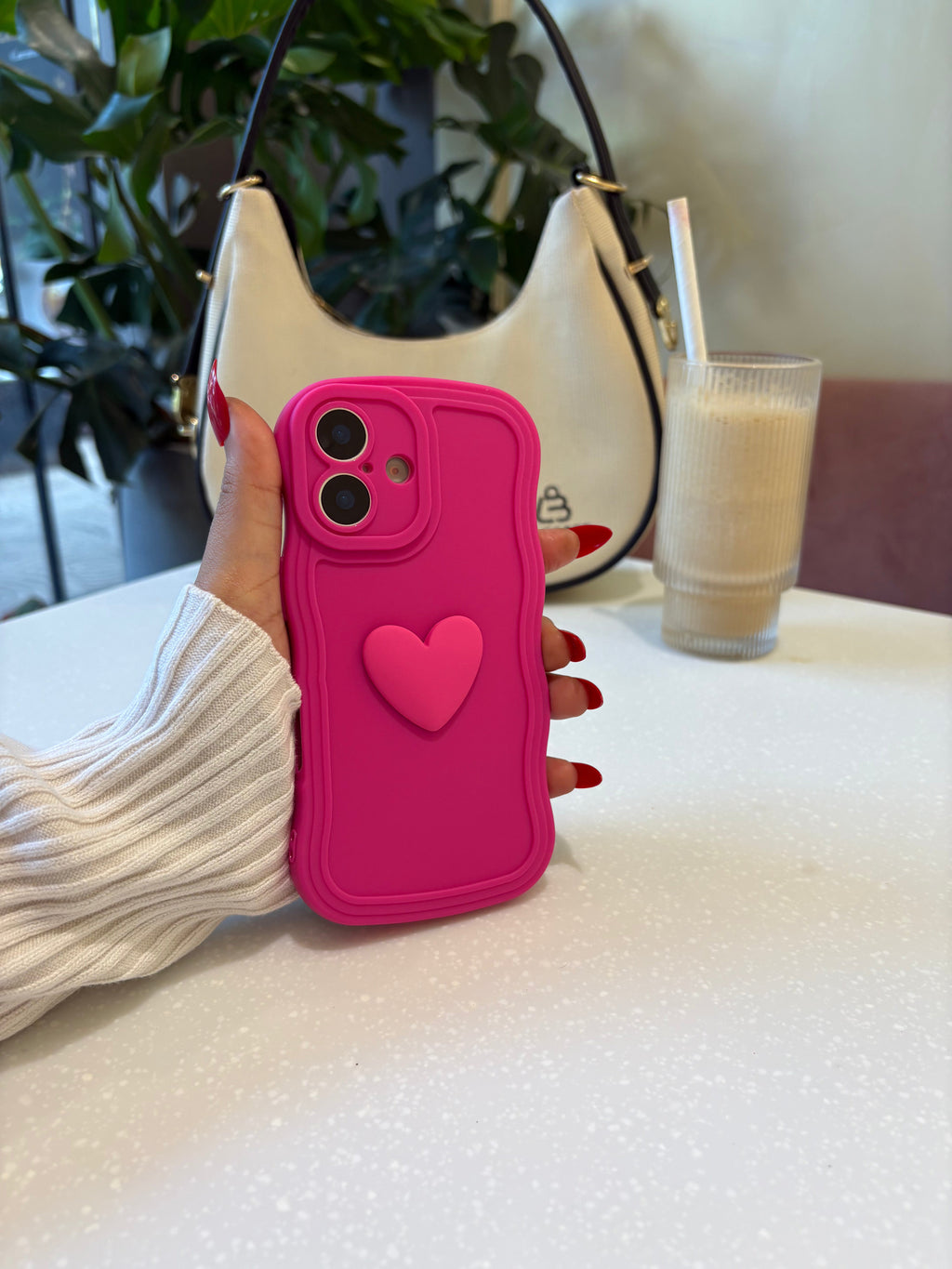 Neon Pink Heart iPhone Case