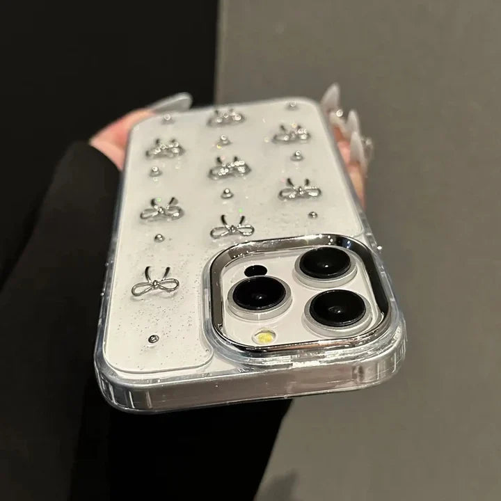 Transparent Glitter Bow iPhone Case