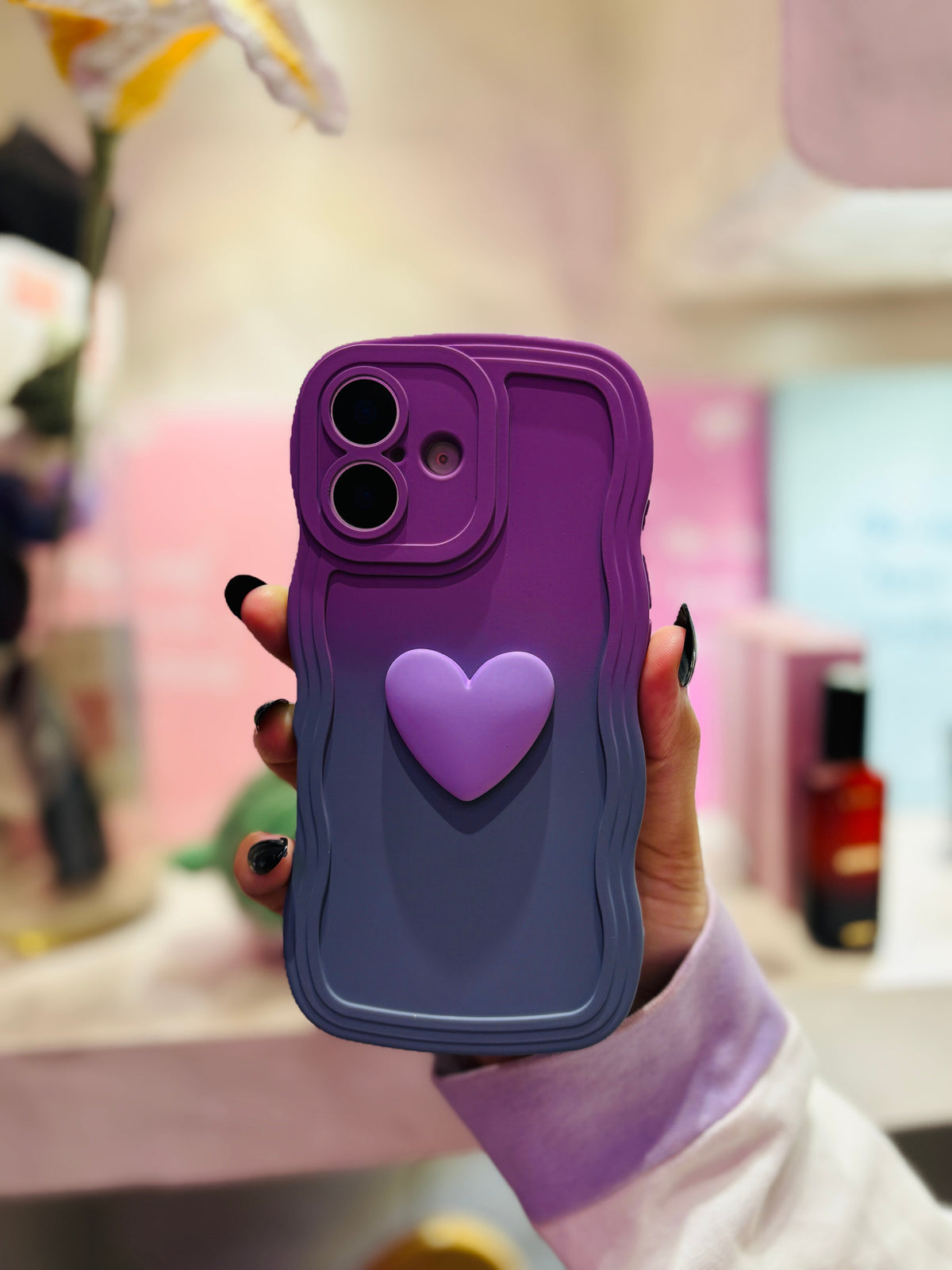 Purple Heart Contrasting Colors - iPhone Case