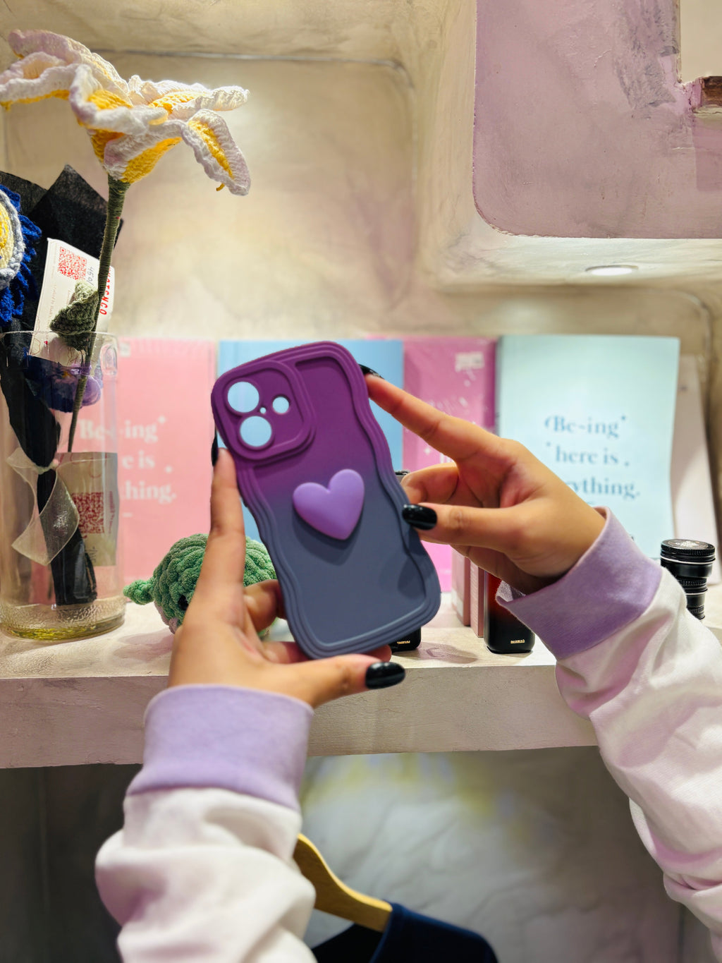 Purple Heart Contrasting Colors - iPhone Case