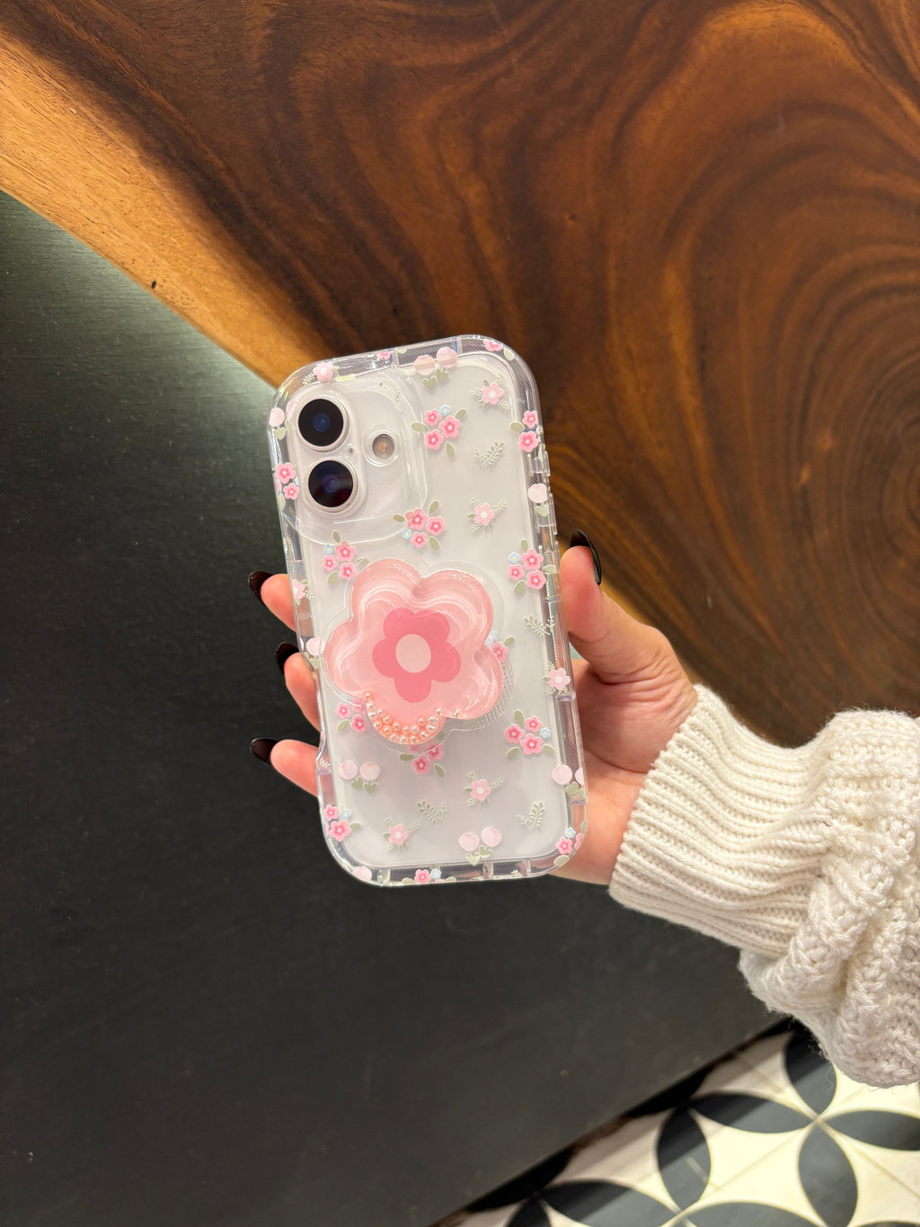 Summer Floral iPhone Case – Soft Matte Pastel Aesthetic Cover with QuickSand Holder