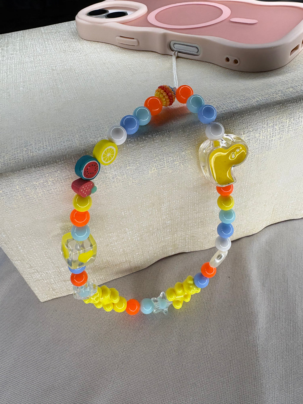 Cheerful Curvy Edge Beads Phone Charm