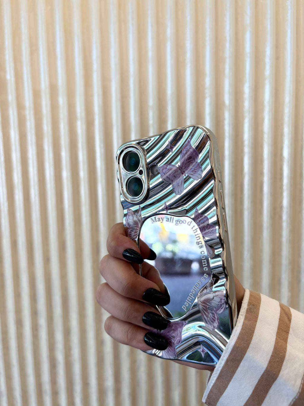 Mirror Butterfly iPhone Case – Reflective Glam & Shock Protection