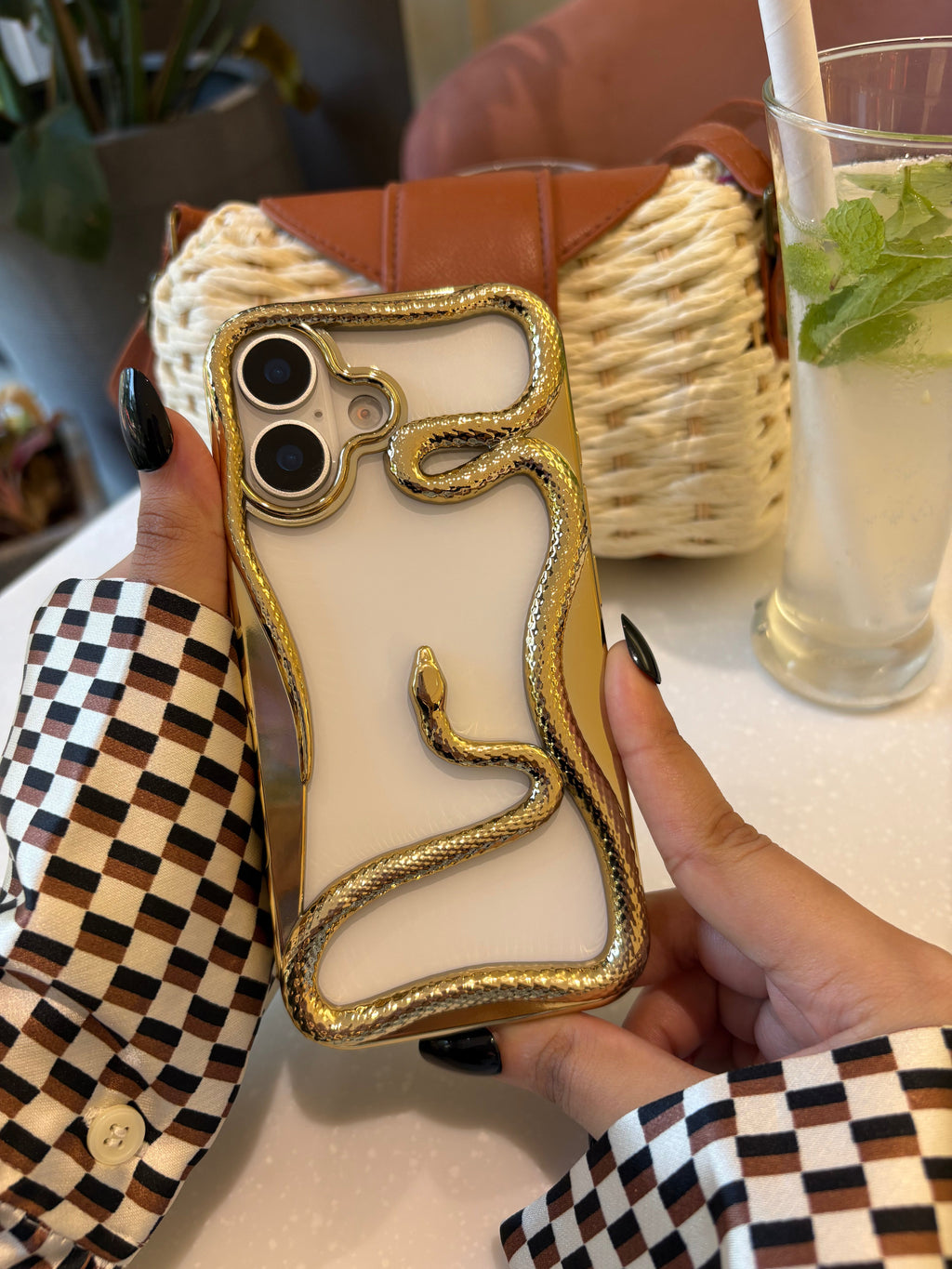 Snake 3D & Electroplated iPhone Case Shockproof Silicone & TPU
