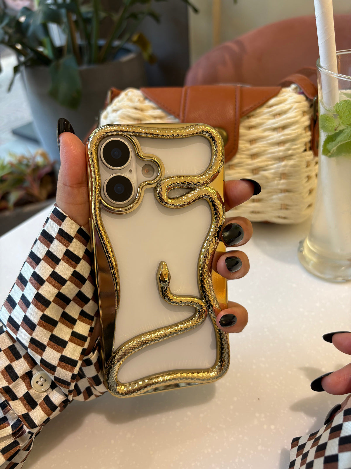 Snake 3D & Electroplated iPhone Case Shockproof Silicone & TPU