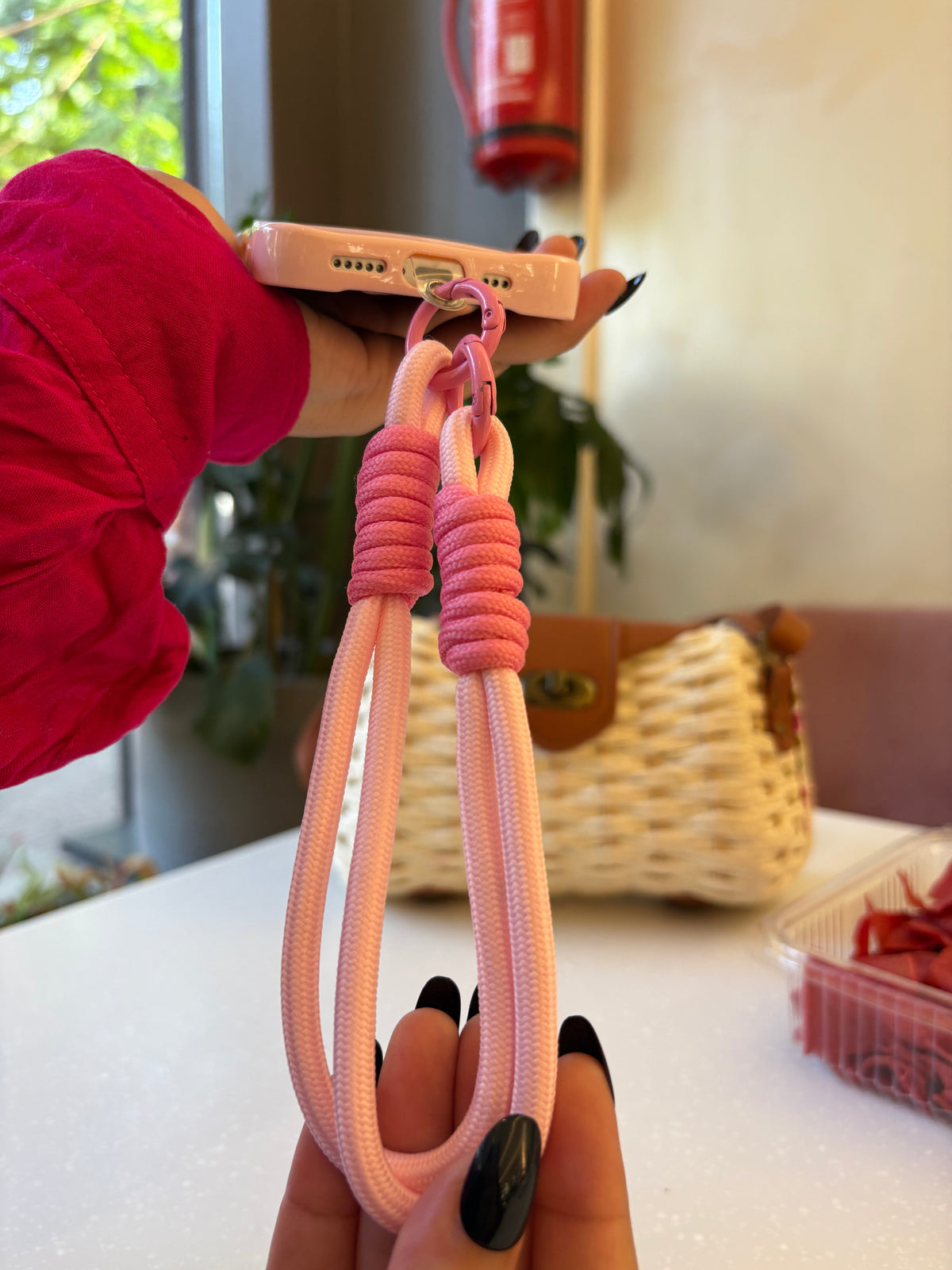 Pink Wavy Heart with Lanyard Charm - iPhone Case