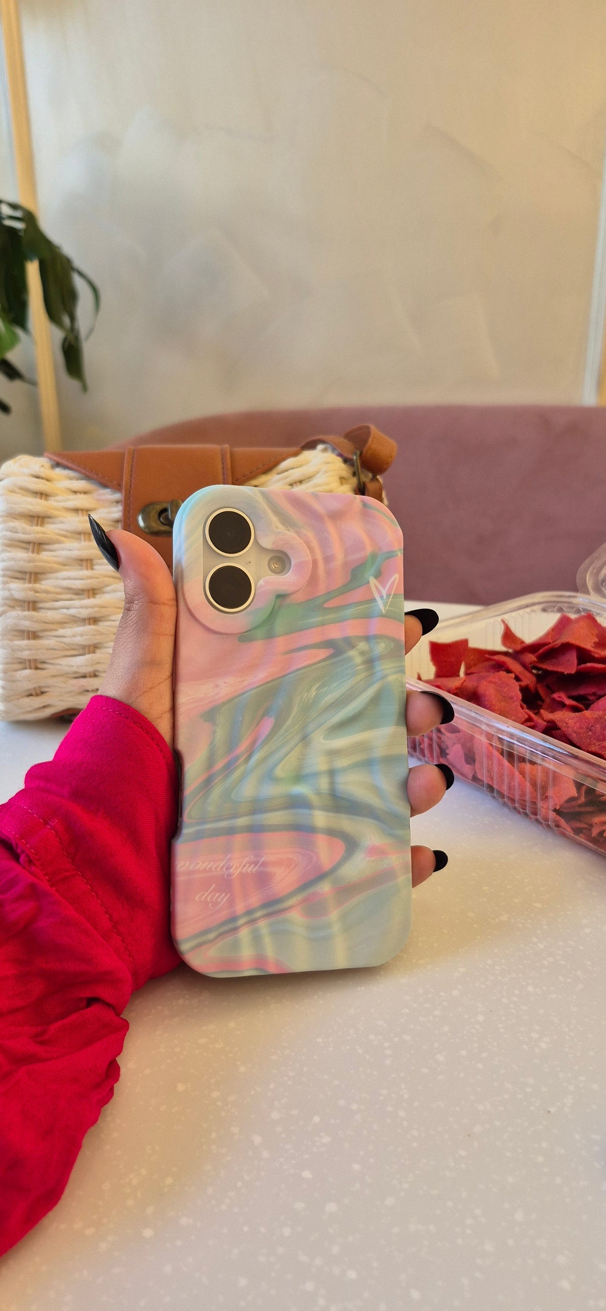 Blue & Pink Wavy Silicon Case for iPhone