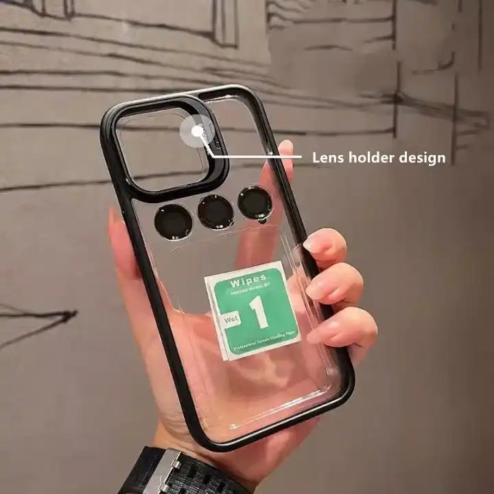 With Lens Film Protect Holder Clear Phone Case (for Men & Women)