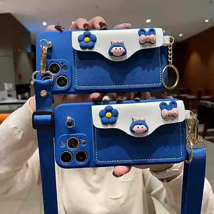 Fashion flower girls leather phone case wallet bag
