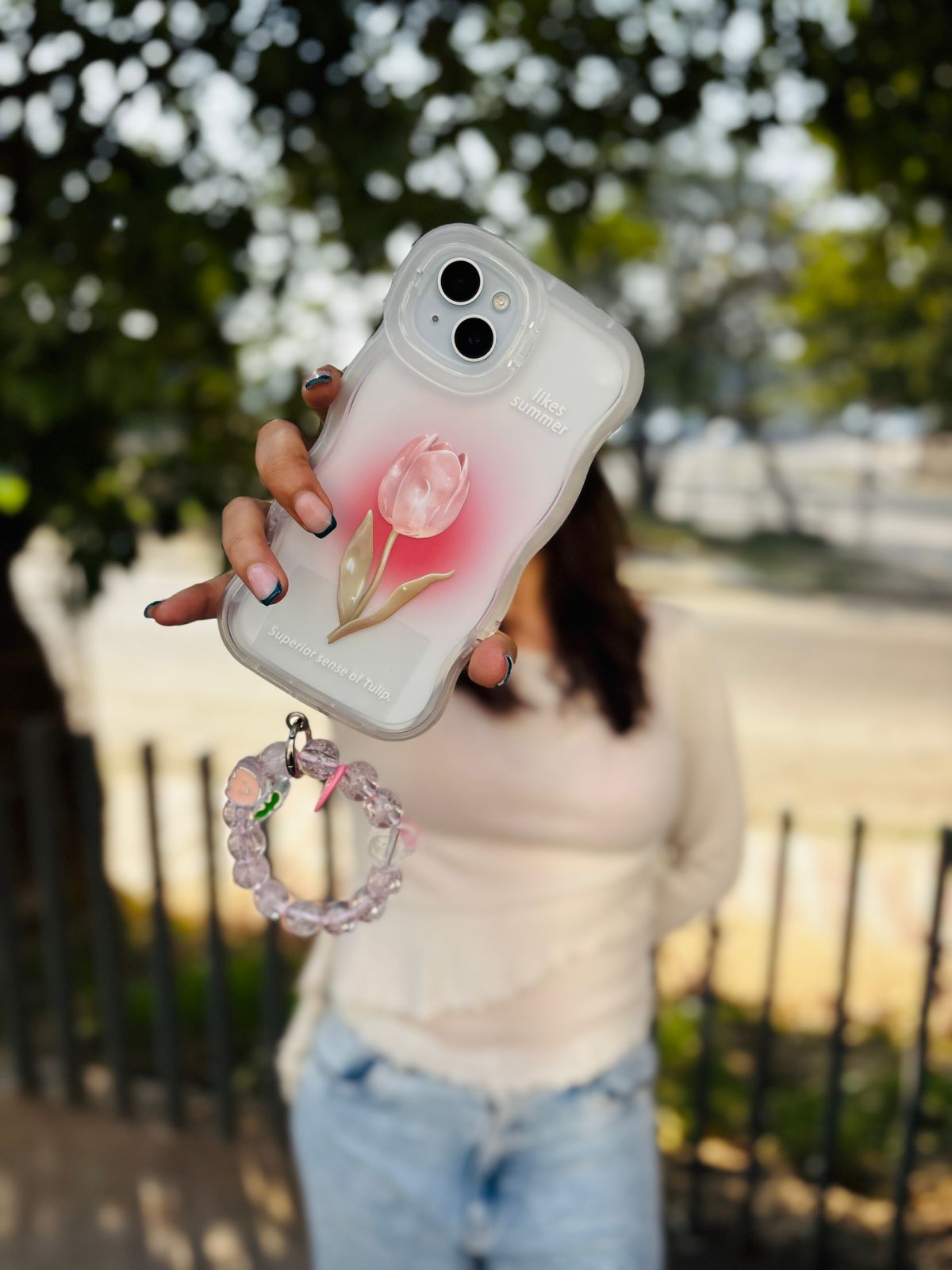 Premium Dual Stand with Charm Tulip iPhone Case